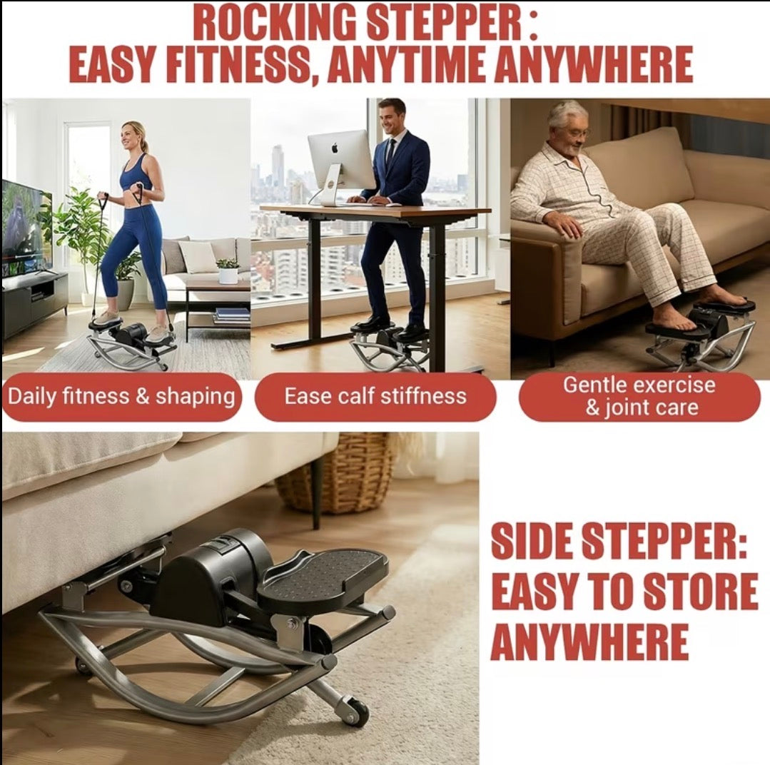 Home Leg Glute Workout Rock Stepper With Elastic Resistance Bands for Lateral Rocking Motion and High Capacity