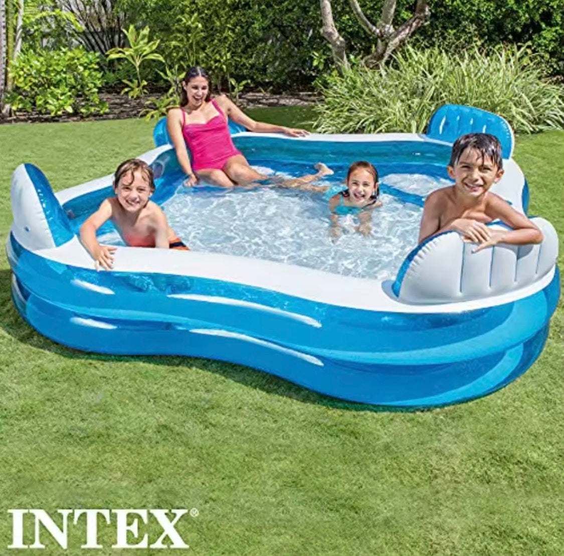 Inflatable Pool 90 X 90 X 26 for Ages 3+ Swim Center Family Lounge.