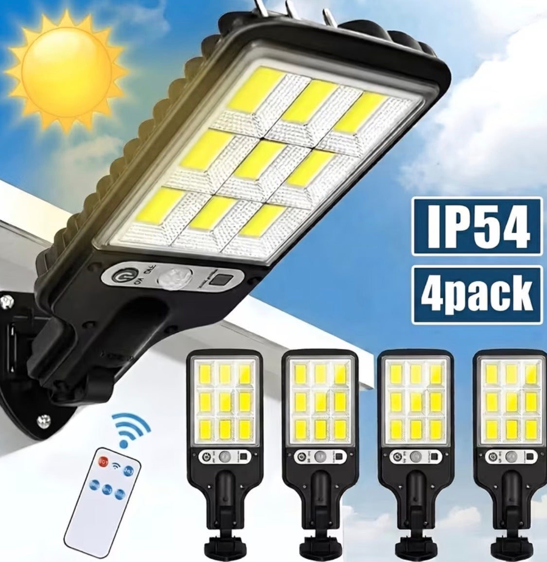 2-4 Pack Solar-Powered Street Lights, 3-Mode LED Outdoor Security Spotlights for Garden & Porch