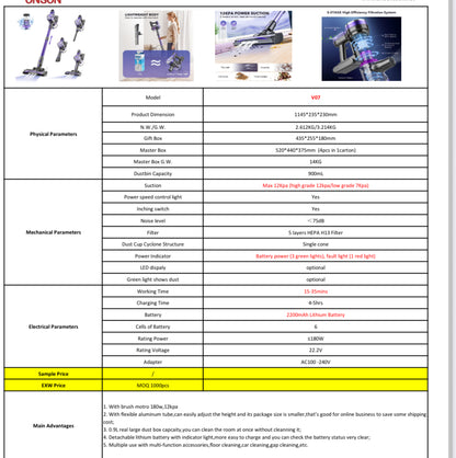 6 in 1 Rechargeable Broom Dust Stick Cordless Vacuum Cleaner.