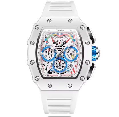 Mens Waterproof Chronograph Quartz Sports Silicone Strap Luxury Watch.