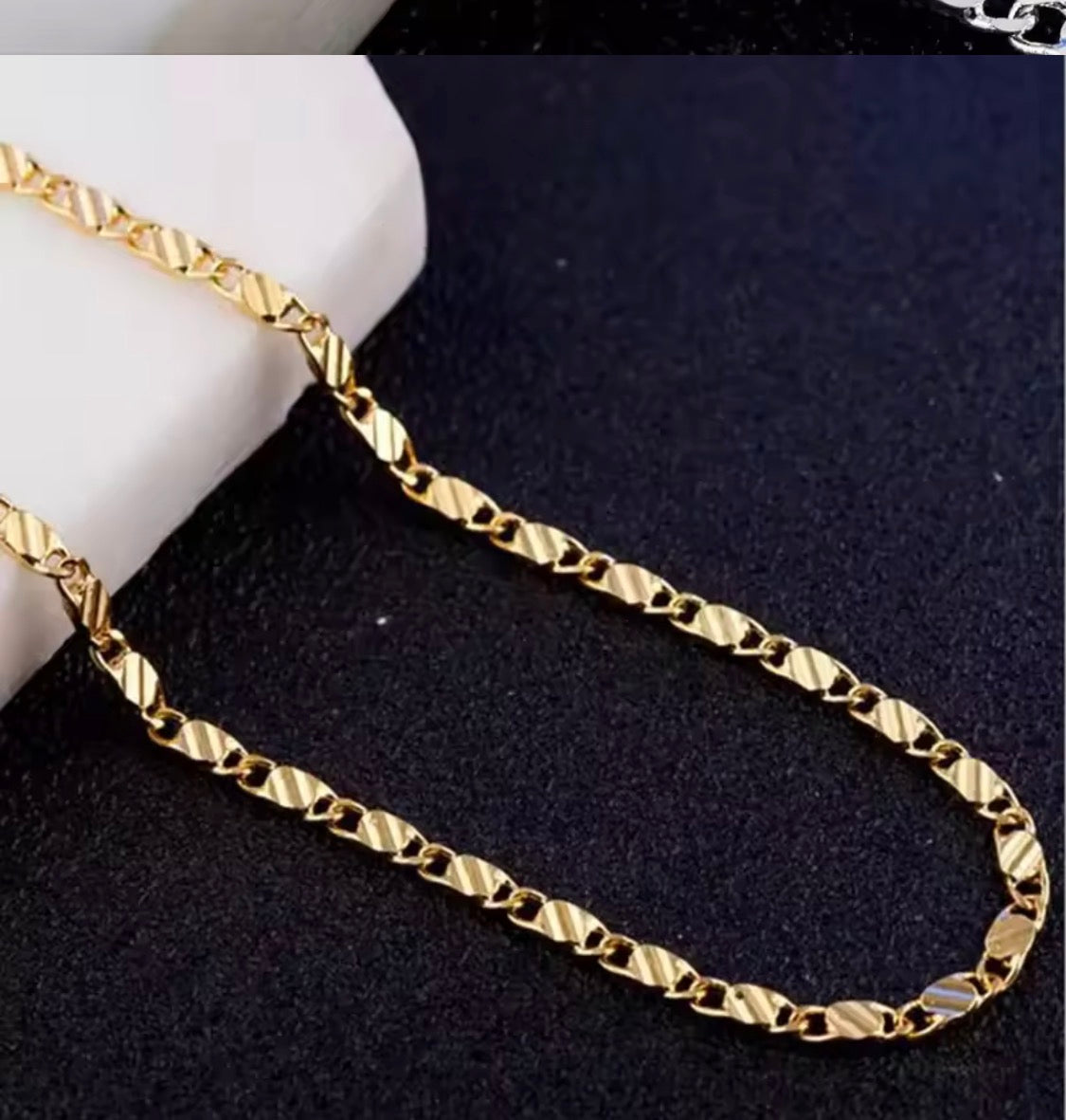 Unisex 18k Gold Necklace 2MM 16/18/20/22/24/26/28/30 Inch Jewelry 925 Silver Necklace