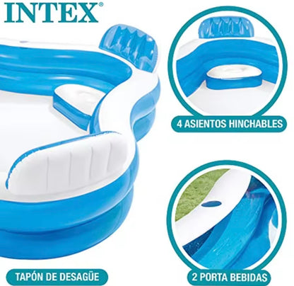 Inflatable Pool 90 X 90 X 26 for Ages 3+ Swim Center Family Lounge.