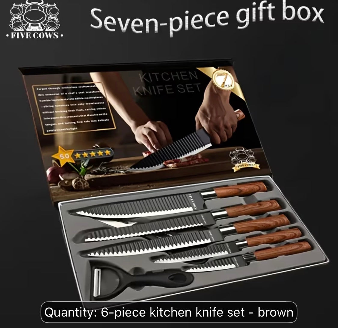 Professional 6-Piece Non-Stick Stainless Steel Kitchen Knife Set