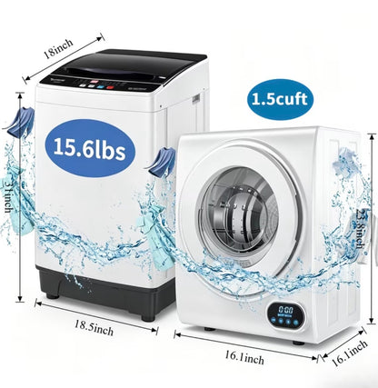 Compact Smart Washer & Dryer Set (Shipped Separately) — Quiet & Space-Saving