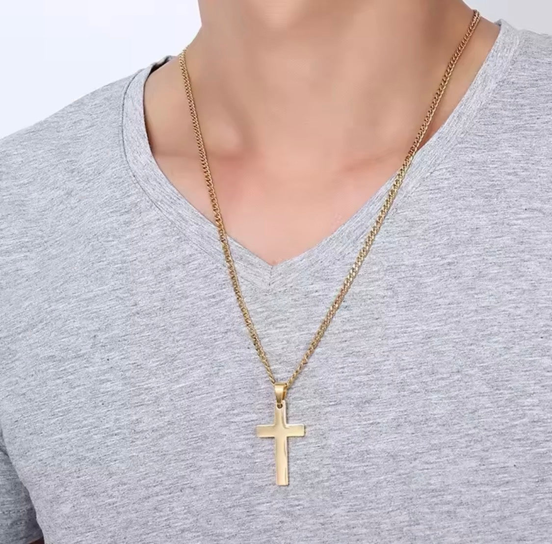 Religion Christian Simple Necklace for Women and Men Cross Pendant Chain.