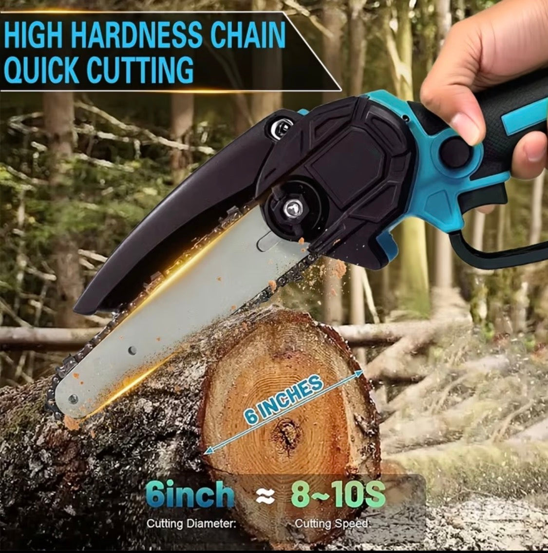 Portable Wireless 6-Inch Wireless Electric Saw with 2 Batteries Charger
