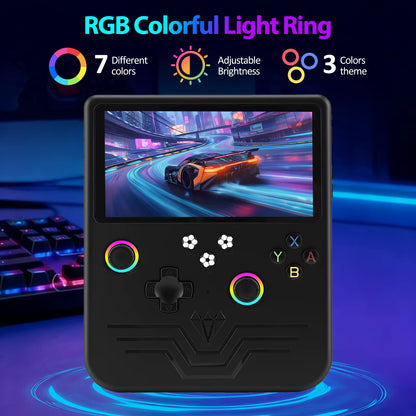 Black Retro Handheld Game Console. RGB Light Replaceable Arcade Joystick Portable WIFI
Hand Held Gaming Player.