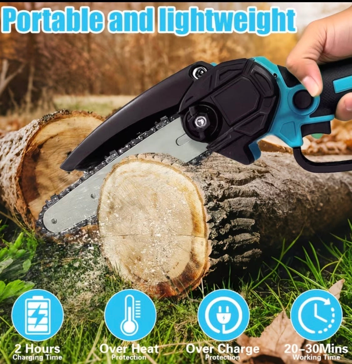 Portable Wireless 6-Inch Wireless Electric Saw with 2 Batteries Charger