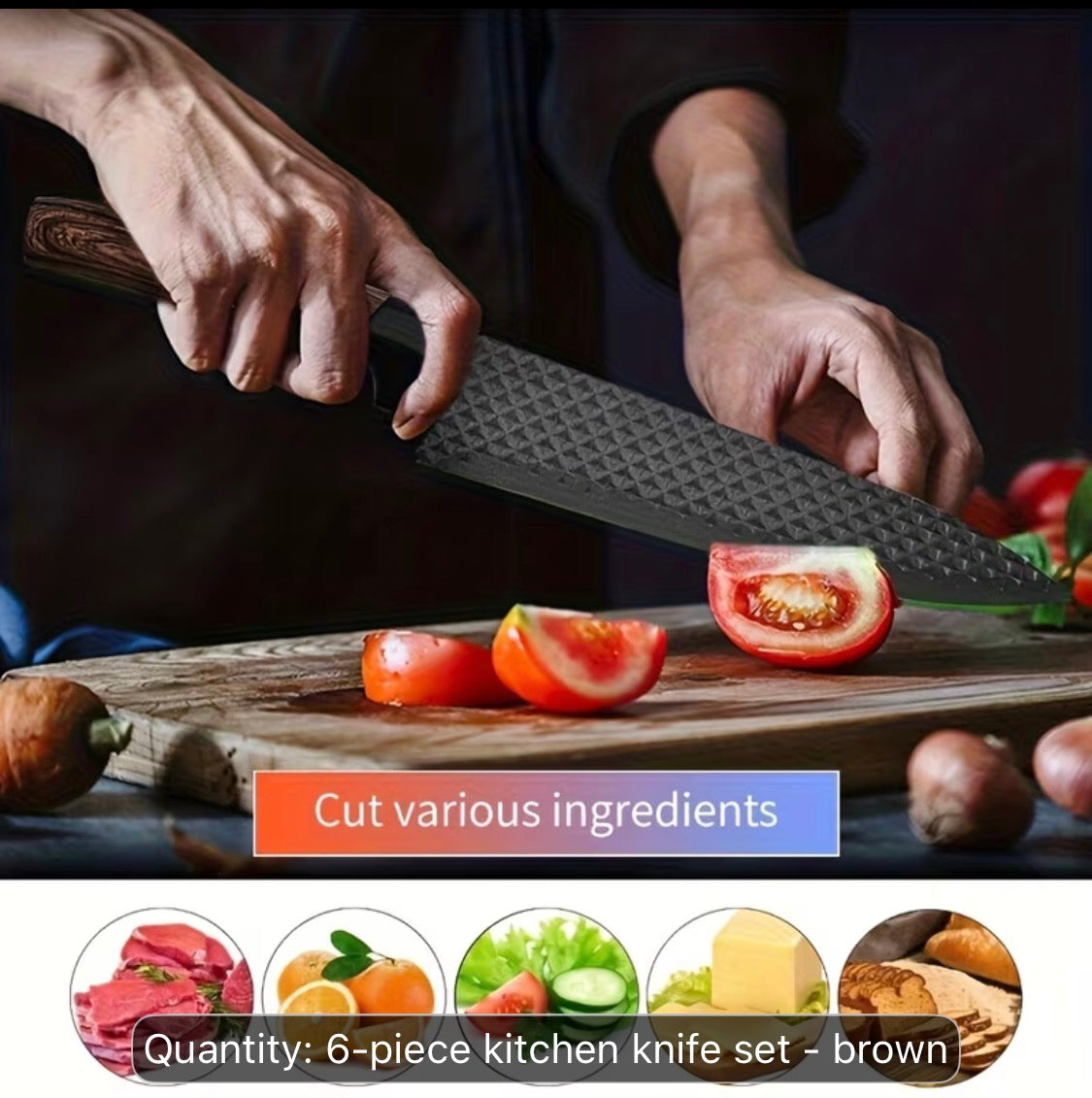 Professional 6-Piece Non-Stick Stainless Steel Kitchen Knife Set