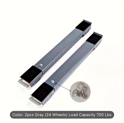 Adjustable Washing Machine & Refrigerator Stand with 24 Silent Non-Marking Wheels, 800 Ibs Capacity, Expandable Telescopic Metal Frame, Adjustable Height & Leveling System, Sturdy Appliance Dolly for Moving.