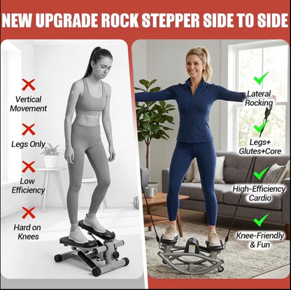 Home Leg Glute Workout Rock Stepper With Elastic Resistance Bands for Lateral Rocking Motion and High Capacity