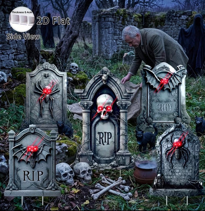 5-Pack Halloween Tombstone Yard Signs with Stakes - Glow in the Dark Outdoor Decor