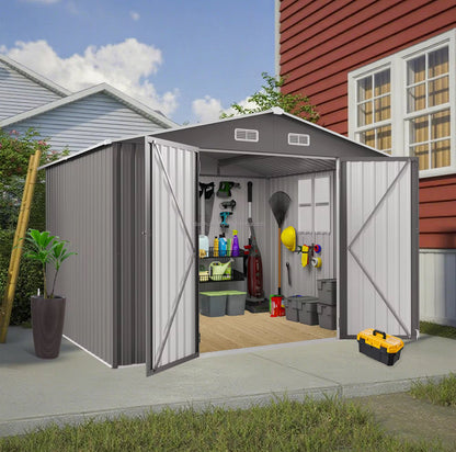 10x8ft Metal Outdoor Storage Shed - Waterproof, Lockable Door & Air Vent