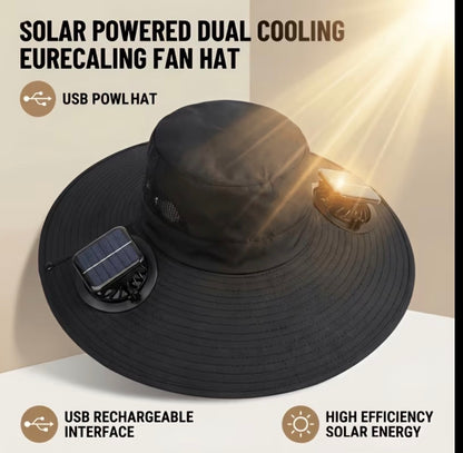 Wide-brimmed Sun Hat with Solar Fan, Suitable for Outdoor Activities Such As Fishing, Beach, Hiking, Etc.