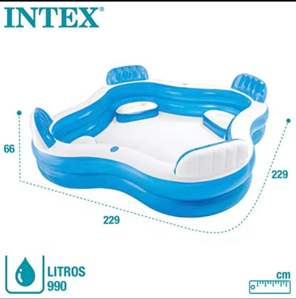 Inflatable Pool 90 X 90 X 26 for Ages 3+ Swim Center Family Lounge.
