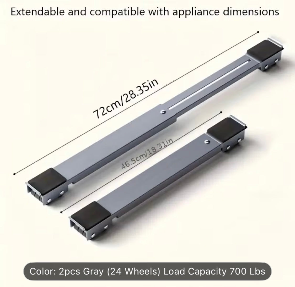 Adjustable Washing Machine & Refrigerator Stand with 24 Silent Non-Marking Wheels, 800 Ibs Capacity, Expandable Telescopic Metal Frame, Adjustable Height & Leveling System, Sturdy Appliance Dolly for Moving.