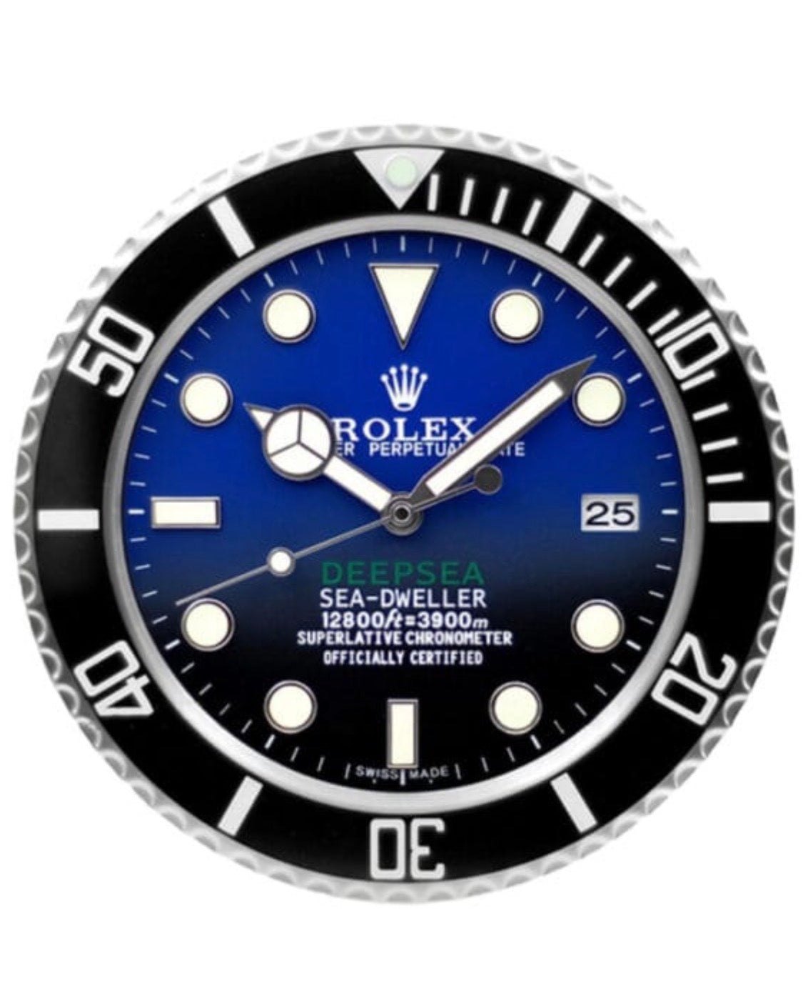 Submariner Style Black Dial Wall Clock | Silent Sweep Quartz Timepiece