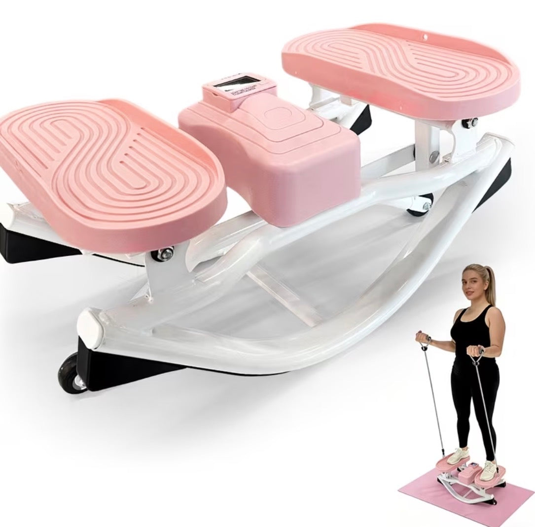 Home Leg Glute Workout Rock Stepper With Elastic Resistance Bands for Lateral Rocking Motion and High Capacity
