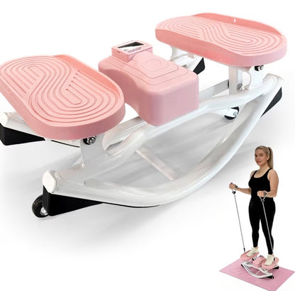 Home Leg Glute Workout Rock Stepper With Elastic Resistance Bands for Lateral Rocking Motion and High Capacity