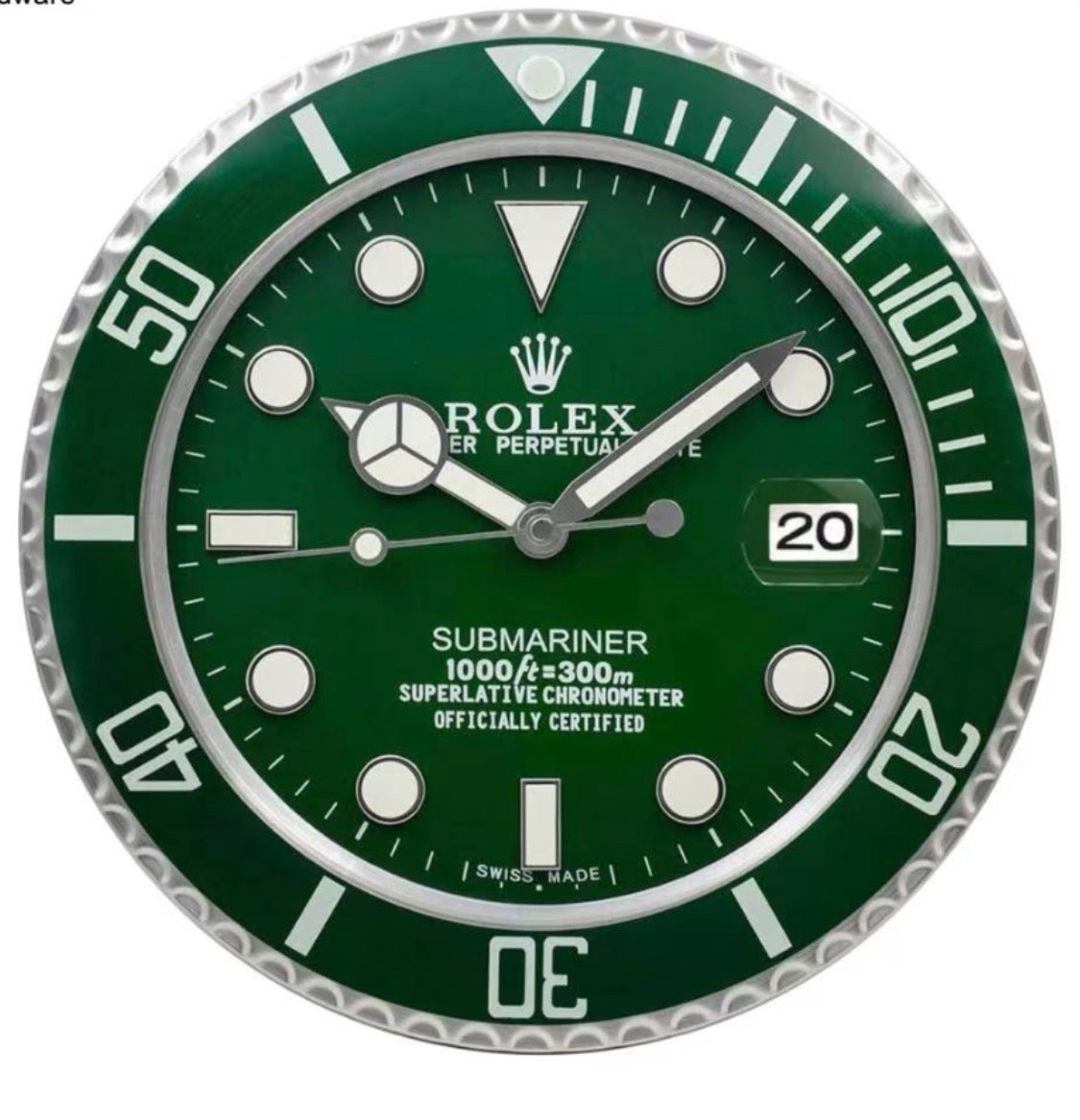 Submariner Style Black Dial Wall Clock | Silent Sweep Quartz Timepiece