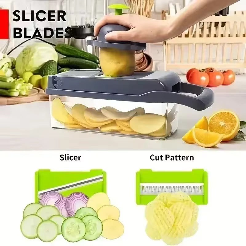 16 Piece in 1 Vegetable Multifunctional Kitchen Vegetable Slicer, Vegetable Grinder, Diced, Divided, Potato Grinder