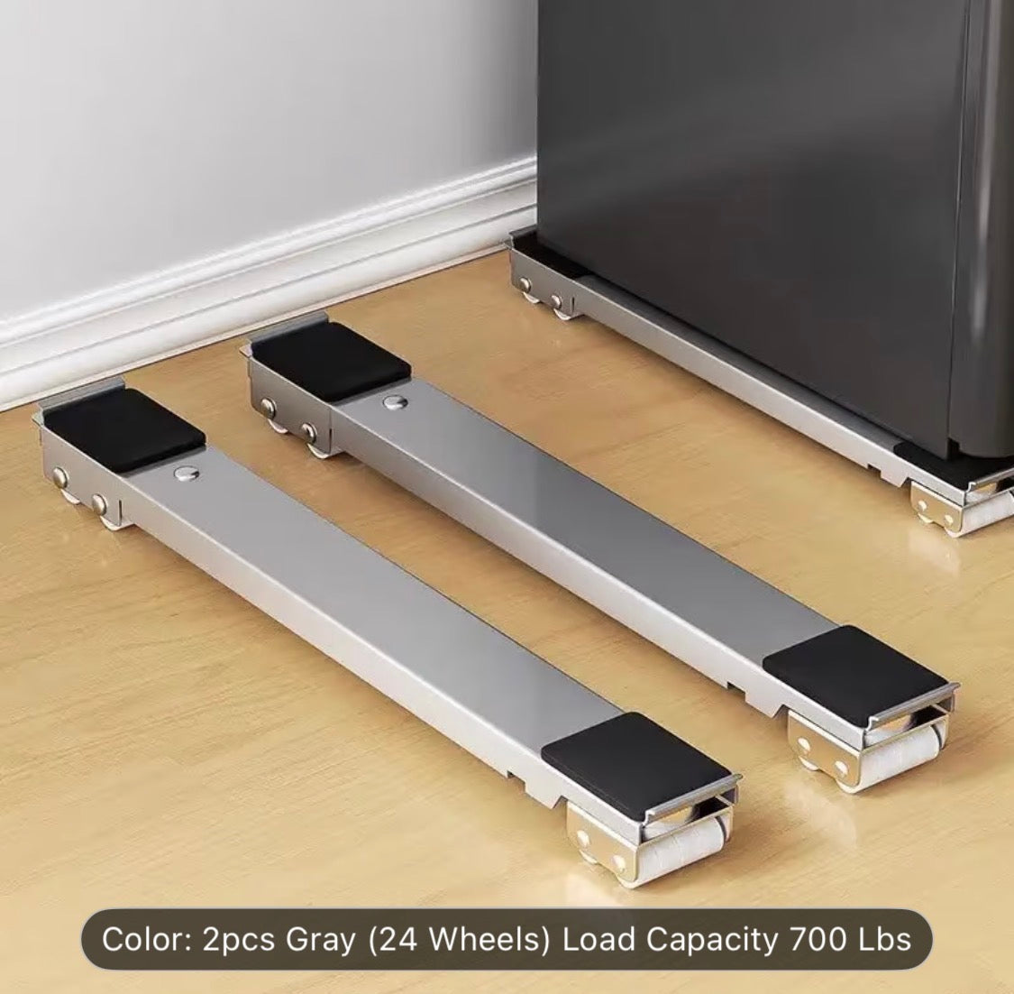 Adjustable Washing Machine & Refrigerator Stand with 24 Silent Non-Marking Wheels, 800 Ibs Capacity, Expandable Telescopic Metal Frame, Adjustable Height & Leveling System, Sturdy Appliance Dolly for Moving.