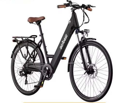 26 inch Step Thru Electric Bicycle, Peak 750W Brushless Motor Cityrun Ebike, with 7 Speed, Up to 50 Miles, E-Bikes
