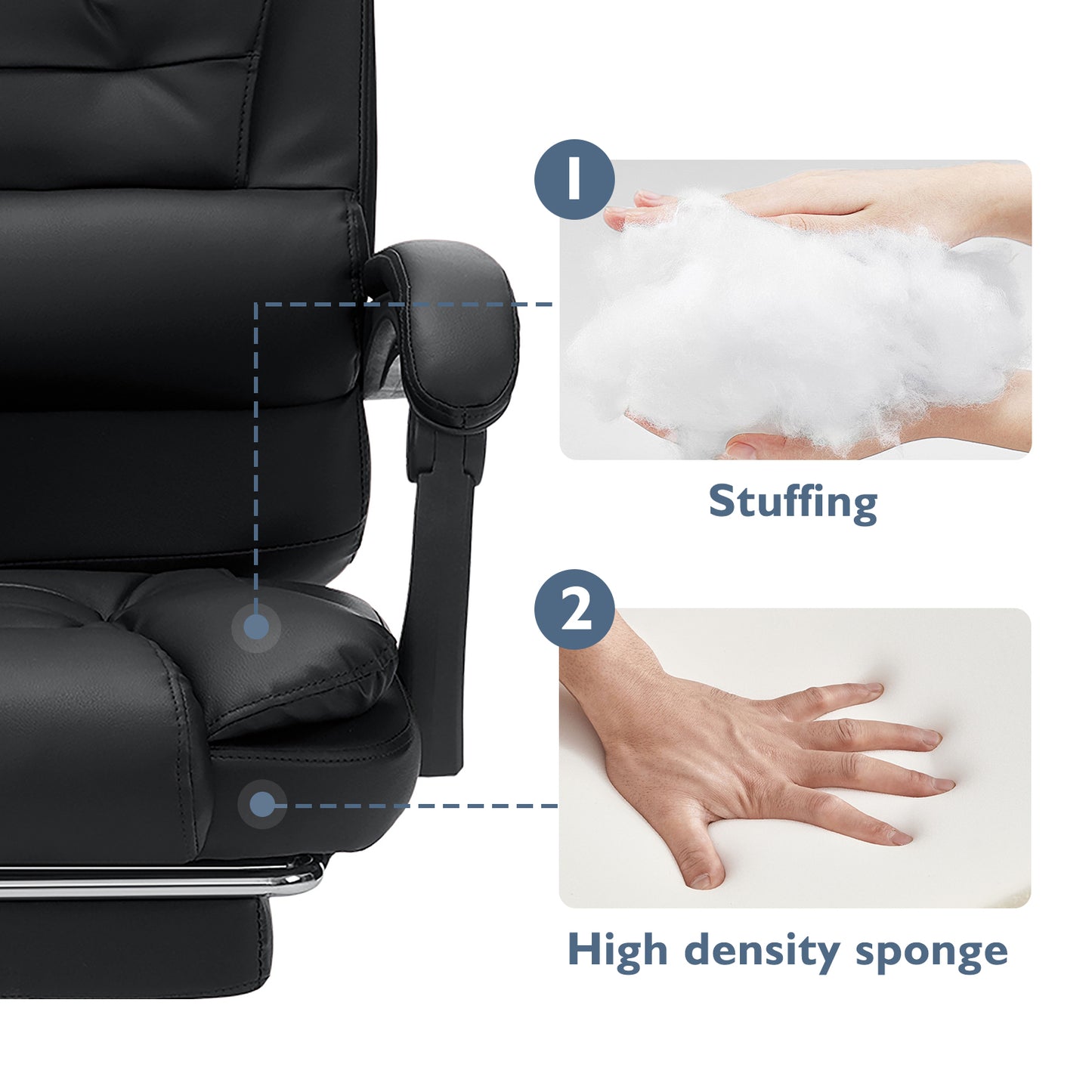 Executive Office Massage Chair with Footrest Reclining, Computer Desk Chair Lumbar Back Support