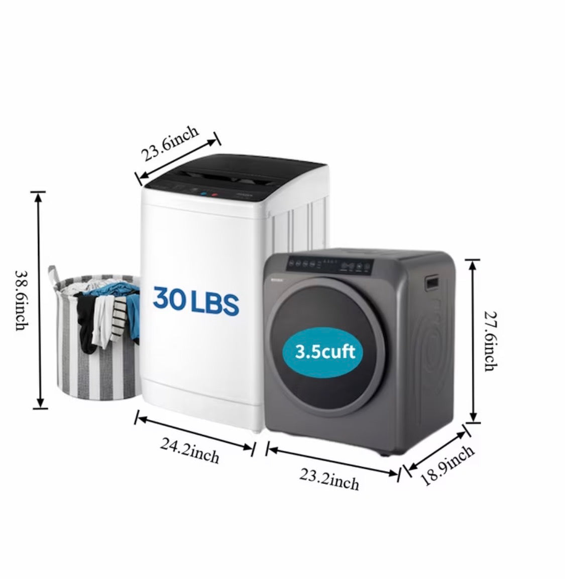Compact Smart Washer & Dryer Set (Shipped Separately) — Quiet & Space-Saving