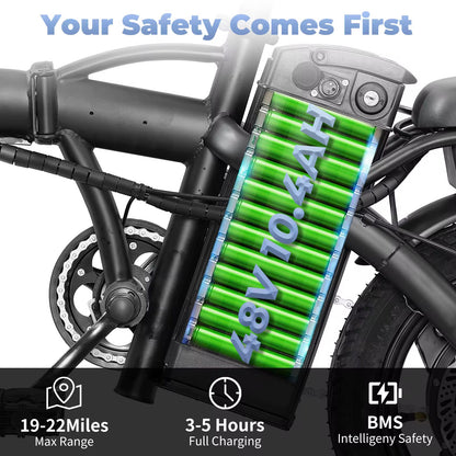 Urban Explorer Daily Ride 48V 10.4Ah Compact Electric Bicycle With LCD Display 500W 28km
Range.