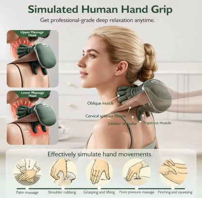 Neck Shoulder Massager with Heat Therapy 2 Speed Temperature Deep Tissue Relaxation.