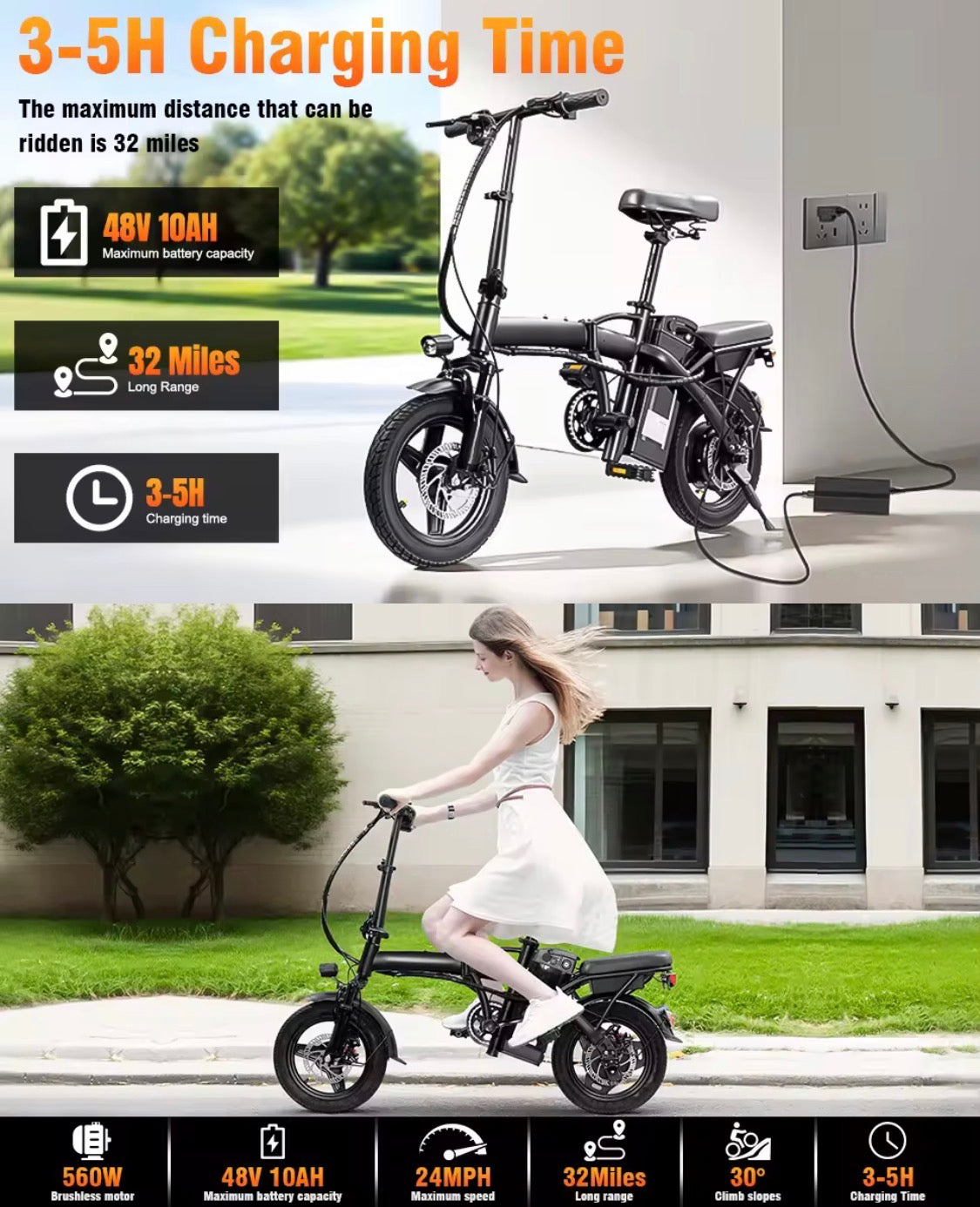 Urban Explorer Daily Ride 48V 10.4Ah Compact Electric Bicycle With LCD Display 500W 28km
Range.