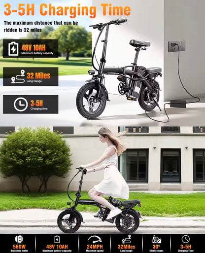 Urban Explorer Daily Ride 48V 10.4Ah Compact Electric Bicycle With LCD Display 500W 28km
Range.