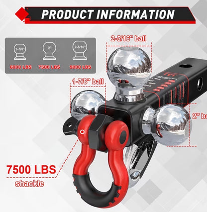 Triple Ball Mount Trailer Hitch - 11,500 lbs GTW