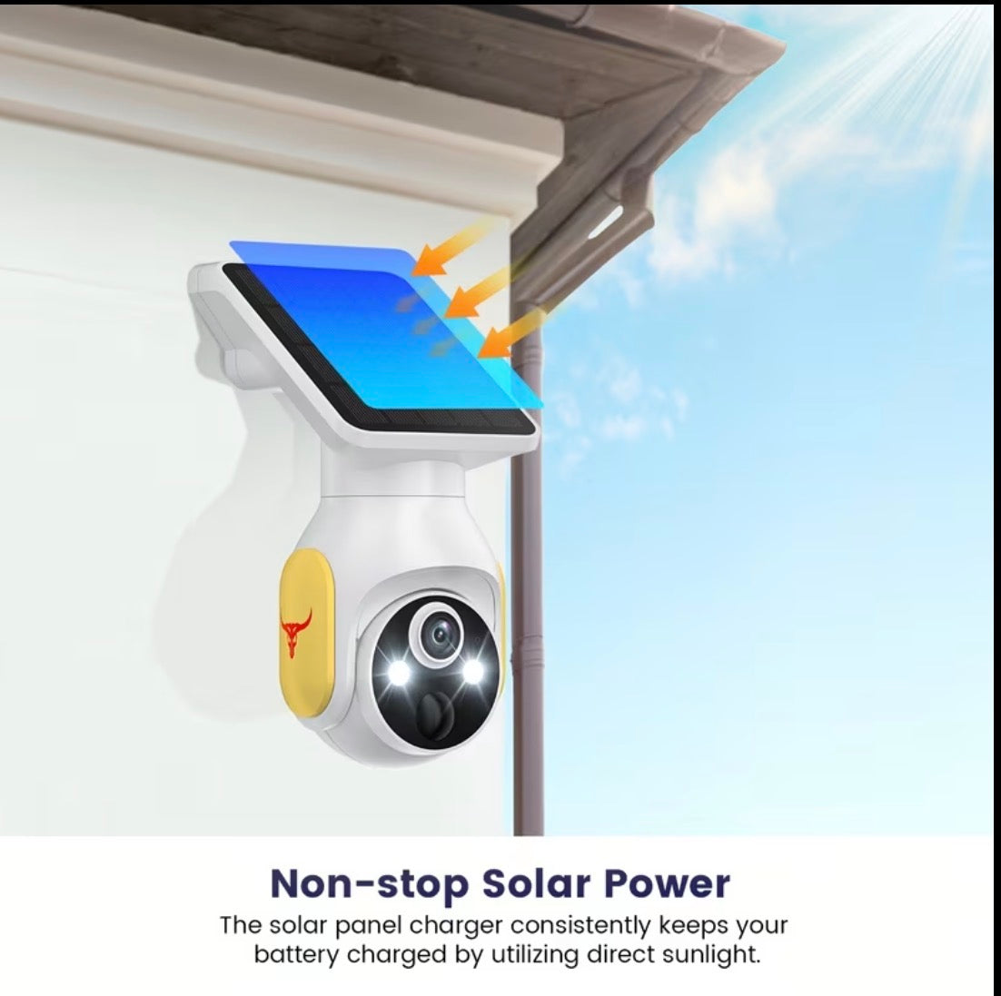 1080P Solar Security Cameras Wireless Outdoor, 360° View Pan/Tilt, 2.4Ghz WiFi Outside, Color Night Vision, Real-Time Alerts, Cloud Storage, 2-Way Audio