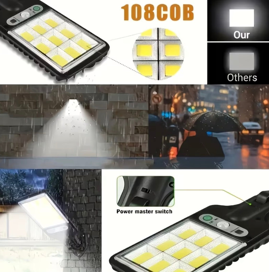 2-4 Pack Solar-Powered Street Lights, 3-Mode LED Outdoor Security Spotlights for Garden & Porch