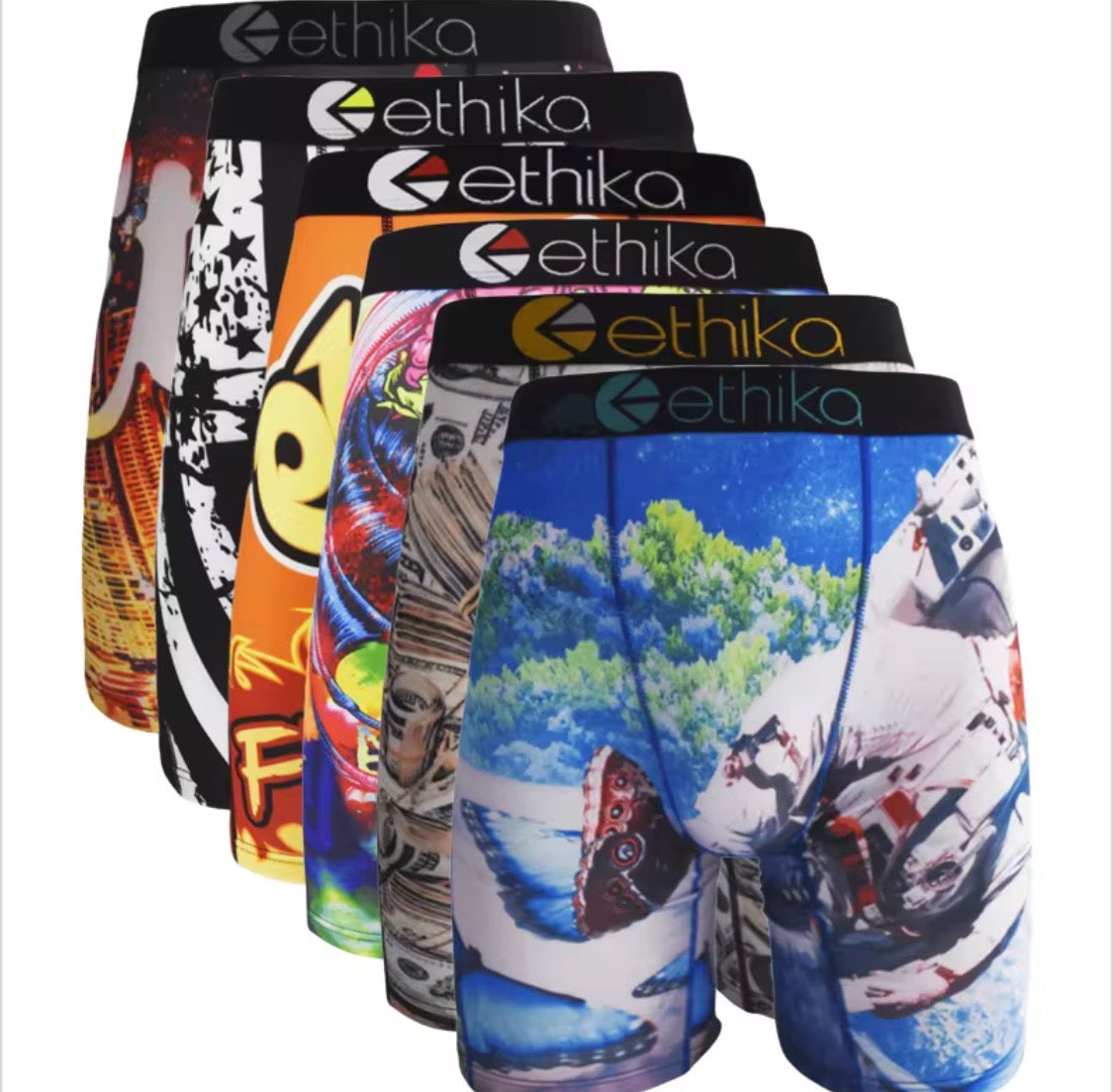 4 Random ETHIKA Men's Boxer Briefs.