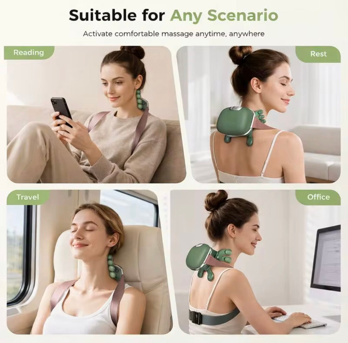 Neck Shoulder Massager with Heat Therapy 2 Speed Temperature Deep Tissue Relaxation.