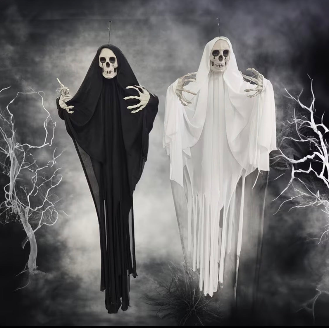 Halloween Large Black And White Scary Hanging Ghost