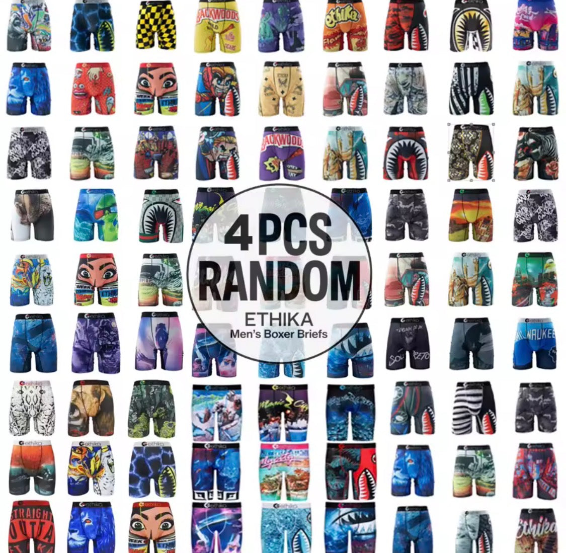 4 Random ETHIKA Men's Boxer Briefs.