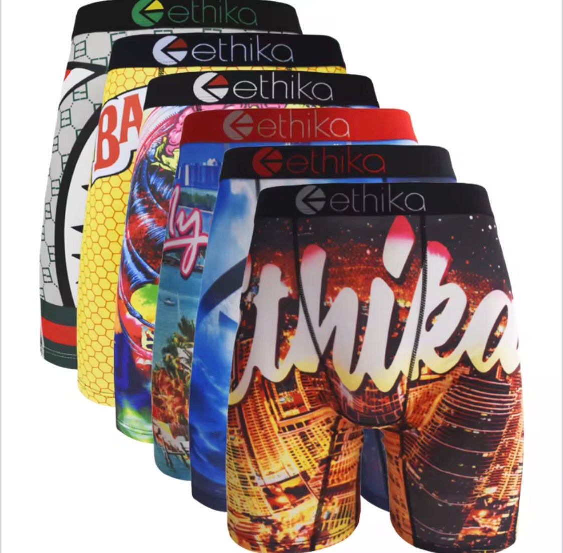 4 Random ETHIKA Men's Boxer Briefs.