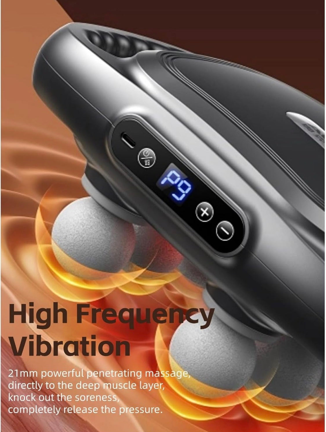 Handheld Tapping Massage Gun, 6-head Deep Tissue Massager, Multi-head Vibration Massager.