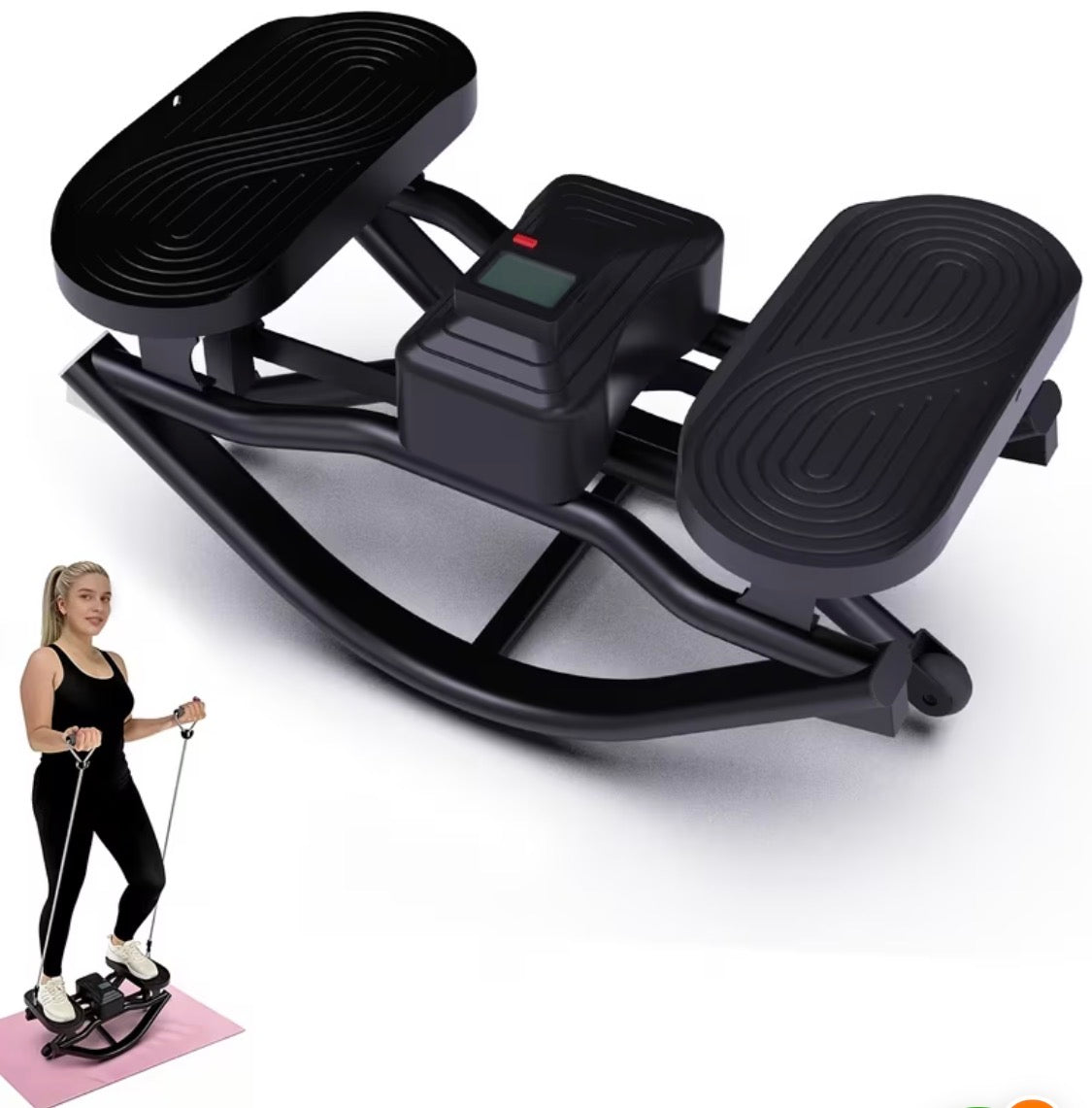 Home Leg Glute Workout Rock Stepper With Elastic Resistance Bands for Lateral Rocking Motion and High Capacity