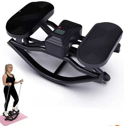 Home Leg Glute Workout Rock Stepper With Elastic Resistance Bands for Lateral Rocking Motion and High Capacity