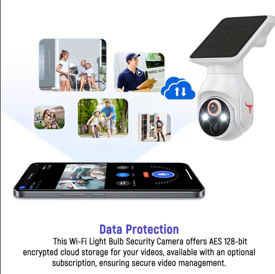1080P Solar Security Cameras Wireless Outdoor, 360° View Pan/Tilt, 2.4Ghz WiFi Outside, Color Night Vision, Real-Time Alerts, Cloud Storage, 2-Way Audio