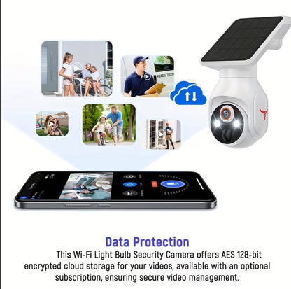 1080P Solar Security Cameras Wireless Outdoor, 360° View Pan/Tilt, 2.4Ghz WiFi Outside, Color Night Vision, Real-Time Alerts, Cloud Storage, 2-Way Audio