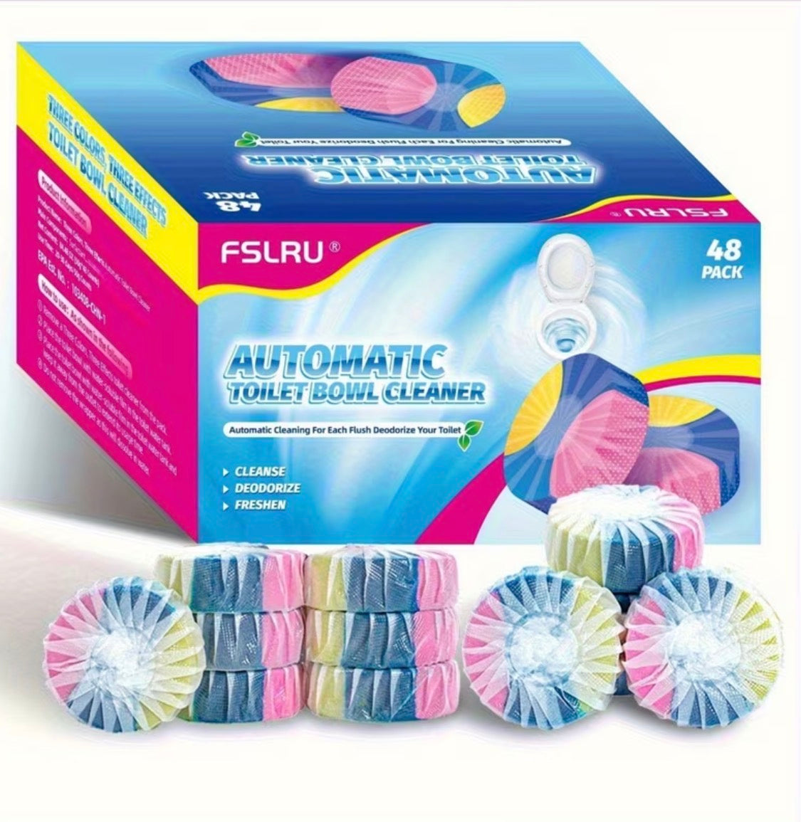 48-Pack Automatic Toilet Cleaner Tablets & Deodorizer Gel