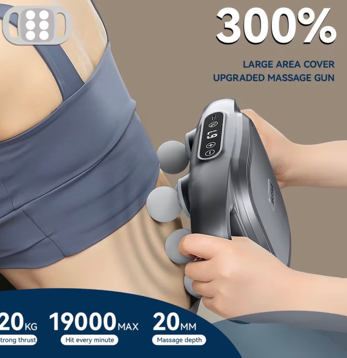 Handheld Tapping Massage Gun, 6-head Deep Tissue Massager, Multi-head Vibration Massager.
