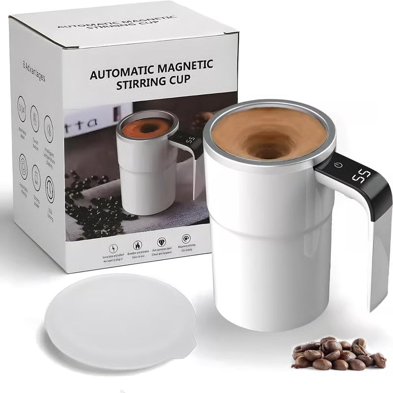 Digital temperature automatic self stirring cup.